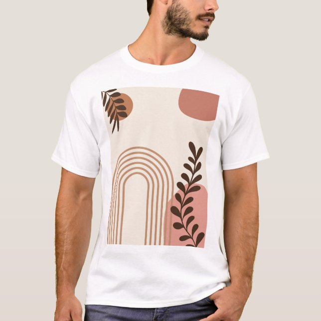 Camiseta Hoja de Palma de Arcoíris Sol, Arte Geométrico Abs (Anverso)