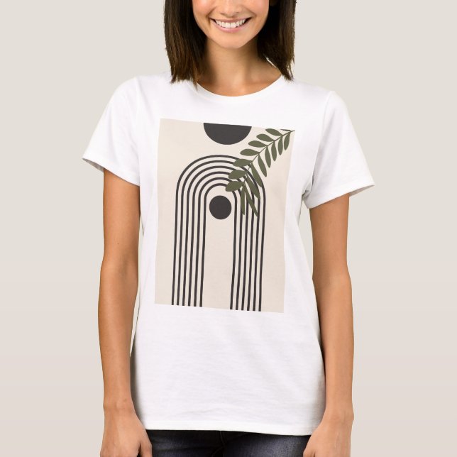 Camiseta Hoja de Palma de Arcoíris Sol, Arte Geométrico Abs (Anverso)