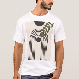 Camiseta Hoja de Palma de Arcoíris Sol, Arte Geométrico Abs