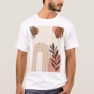 Camiseta Hoja de Palma de Arcoíris Sol, Arte Geométrico Abs