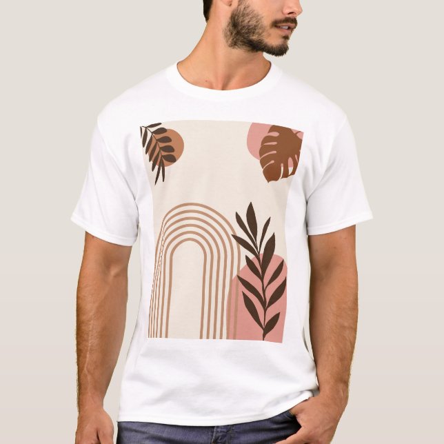 Camiseta Hoja de Palma de Arcoíris Sol, Arte Geométrico Abs (Anverso)