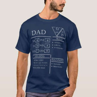 Camiseta Hoja de Personaje Dad Stats Blanca