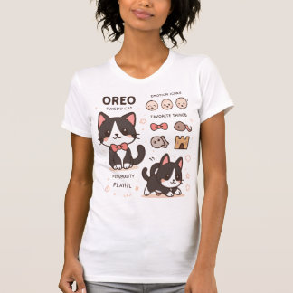 Camiseta Hoja de personaje de gato con esmoquin Kawaii Arte