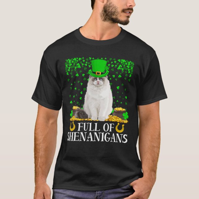 Camiseta Hoja De Shamrock Llena De Shenanigans Ragdoll St.  (Anverso)