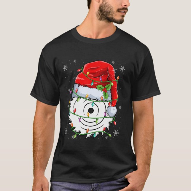 Camiseta Hoja de sierra circular con Santa Hat Xmas Luz Ch (Anverso)