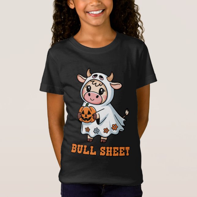 Camiseta Hoja de toro Funny Cow Ghost Halloween (Anverso)