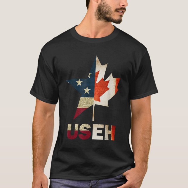 Camiseta Hoja de USEH Bandera canadiense norteamericana Can (Anverso)