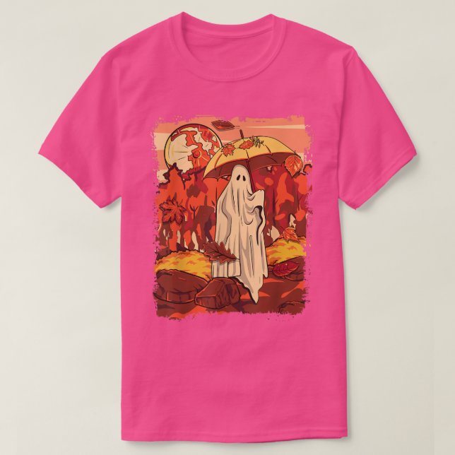 Camiseta Hoja Fantasma Otoño Sale De La Temporada Caída Aco (Diseño del anverso)