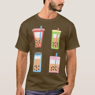 Camiseta Hoja Pegatina de juego de té de leche de Boba