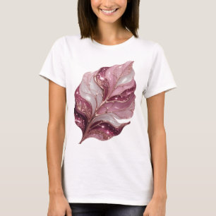 CAMISETA HOJA ROSA Y BLANCA RESPLANDECIENTE CON ESTRELLAS B