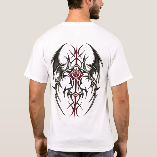 Camiseta Hoja Tribal Carmesí (Reverso)