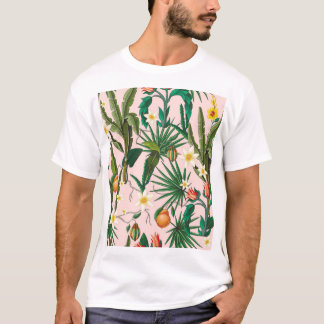Camiseta Hoja tropical, flor, patrón de fruta.