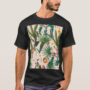 Camiseta Hoja tropical, flor, patrón de fruta.