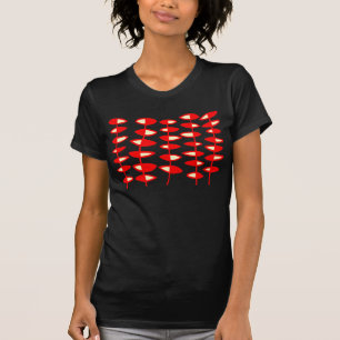 Camiseta Hojas Alternas Abstracto - Rojo y Crema