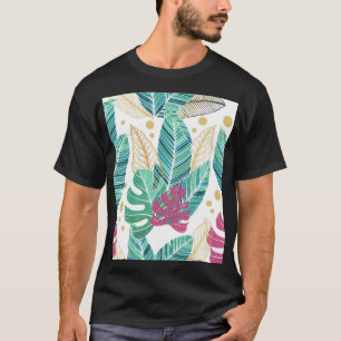 Camiseta Hojas botánicas tropicales, diseño vintage sin fis