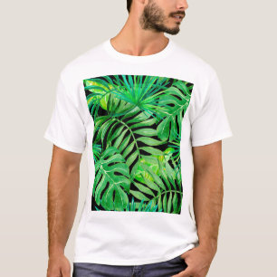 Camiseta Hojas de acuarela tropical: Elegancia sin costura.