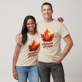 Camiseta Hojas de arce con el floreciente bosque otoñal int