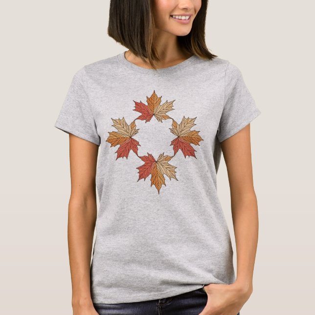 Camiseta Hojas de arce de otoño geometría (Anverso)