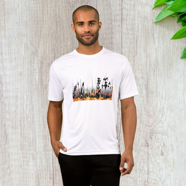 Camiseta Hojas de arce de otoño y silueta de hierba silvest (Subido por el creador)