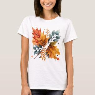 Camiseta Hojas de color de otoño de acuarela