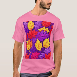 Camiseta Hojas de dibujos animados vívidos: púrpura, amaril