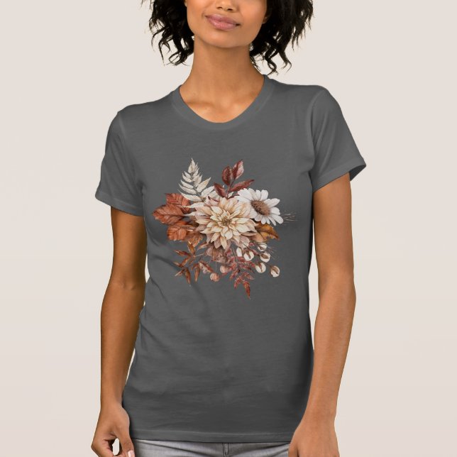 Camiseta Hojas de flores de otoño vintage (Anverso)