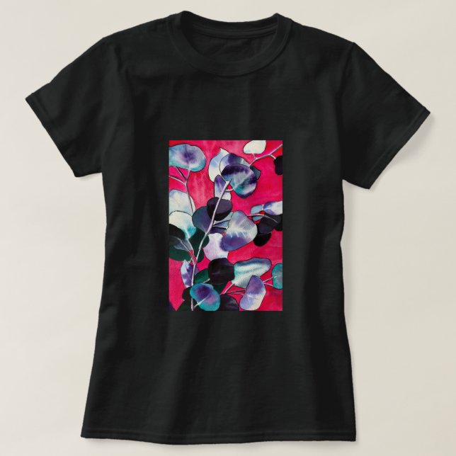 Camiseta Hojas de goma acuarela arte (Diseño del anverso)