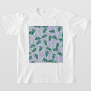 Camiseta Hojas de helecho púrpura verde Patrón de flores re