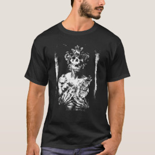 Camiseta Hojas de mapeo de esqueleto quemadas Occult Gothic