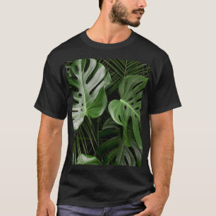 Camiseta Hojas de Monstera, diseño tropical de lujo.