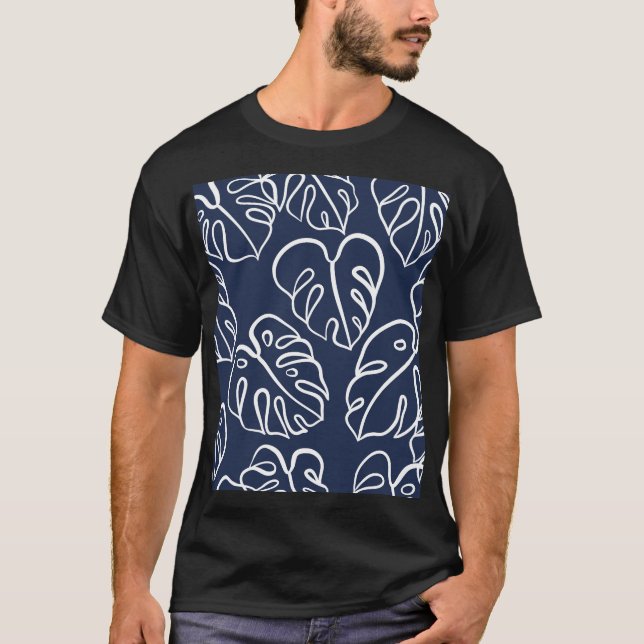 Camiseta Hojas de Monstera: Mano Vintage dibujada. (Anverso)