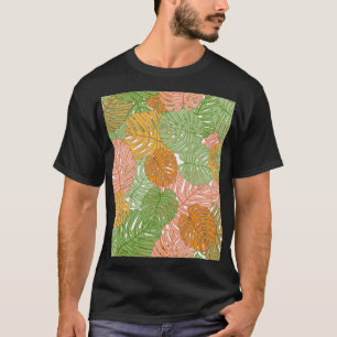 Camiseta Hojas de monstera tropical, coloridas y sin costur