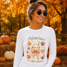 Hojas de Otoño & Café Por Favor Manga Larga para M