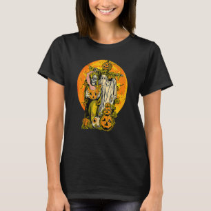 Camiseta Hojas de otoño de Halloween Fantasma Calabaza Espa