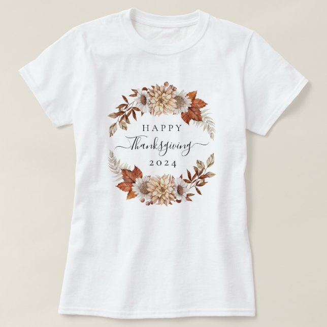 Camiseta Hojas de Otoño Rústicas Feliz Día de Acción de Gra (Diseño del anverso)