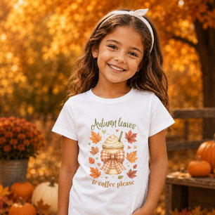 Camiseta Hojas de Otoño y Café Por Favor Niñas