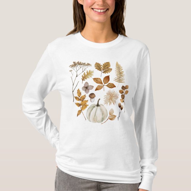 Camiseta Hojas de otoño y calabaza (Anverso)