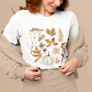 Camiseta Hojas de otoño y calabaza
