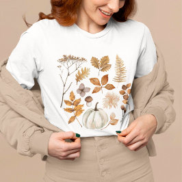 Camiseta Hojas de otoño y calabaza