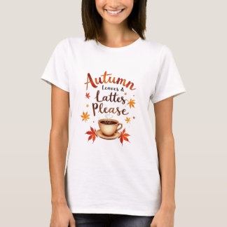 Camiseta Hojas de Otoño y Lattes Día de Acción de Gracias