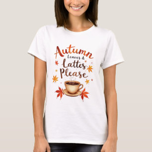 Camiseta Hojas de Otoño y Lattes Por Favor - Acuarela Acoge