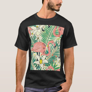 Camiseta Hojas de palma de Flamingo: Vintage tropical
