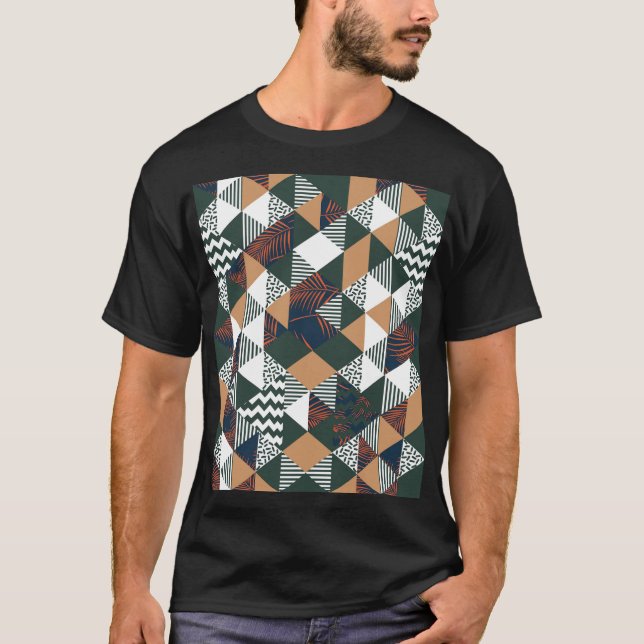 Camiseta Hojas de palma geométricas, patrón de moda (Anverso)