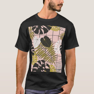 Camiseta hojas de palma tropical, verano elegante.