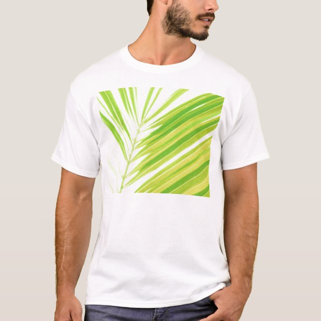 Camiseta Hojas de palma verde pálido (Anverso)
