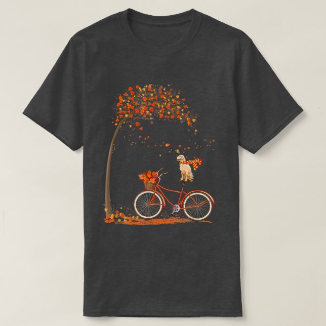 Camiseta Hojas de perro otoño ciclismo divertida recuperaci (Diseño del anverso)