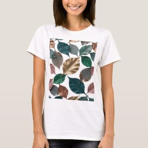 Camiseta Hojas de plata llamativas diseño audaz