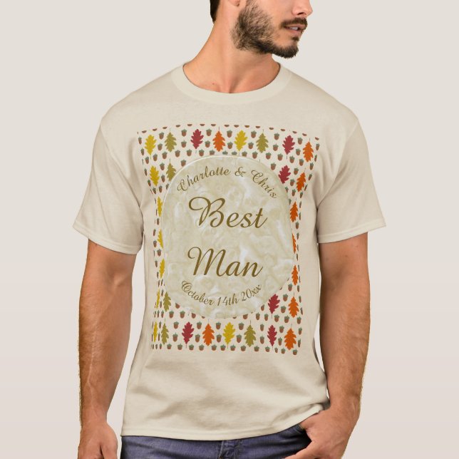 Camiseta Hojas de roble y maíz Personalizado Boda otoño (Anverso)