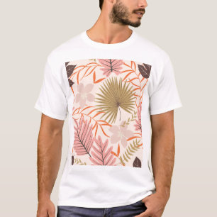 Camiseta Hojas dibujadas a mano: Patrón de selva exótica.