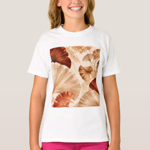 Camiseta Hojas doradas de ginkgo Diseño botánico elegante